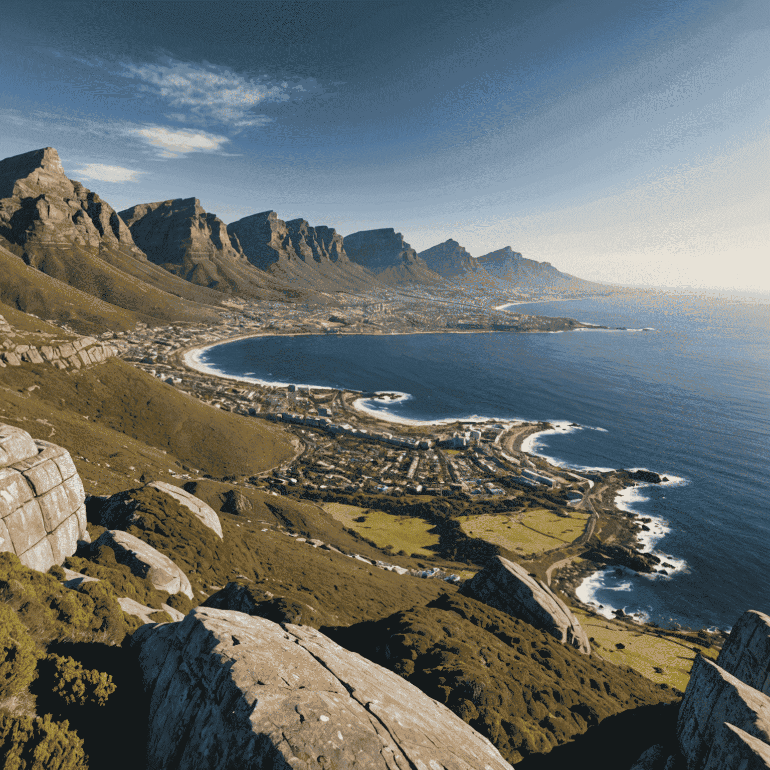 Table Mountain National Park with a view of Cape Town and the ocean