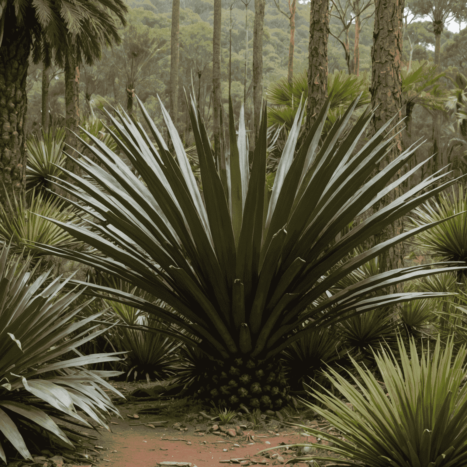 A diverse collection of rare cycad species in a protected area of a South African national park, with researchers conducting studies